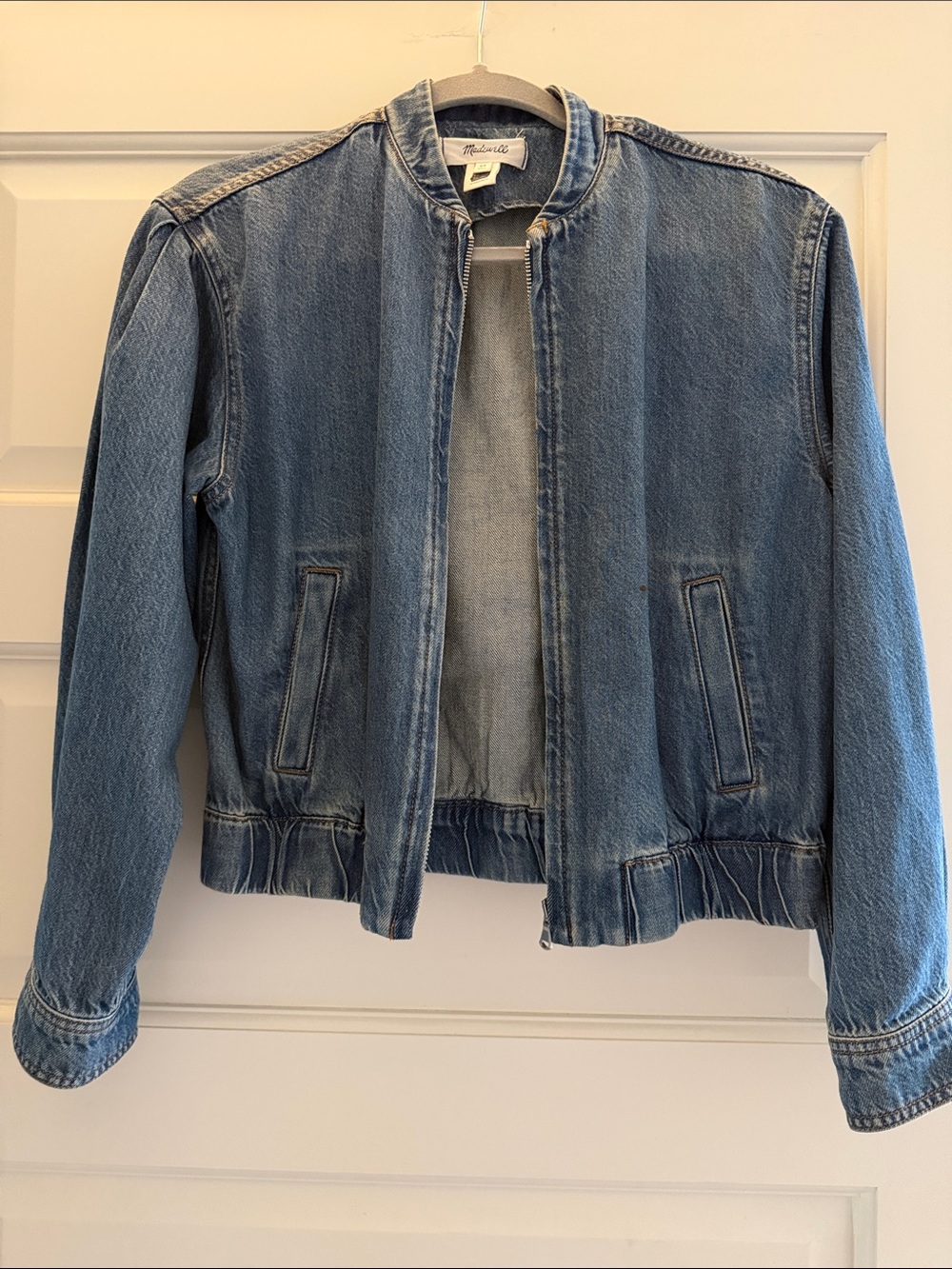 Madewell Light Blue Denim Jacket with Elastic Hem